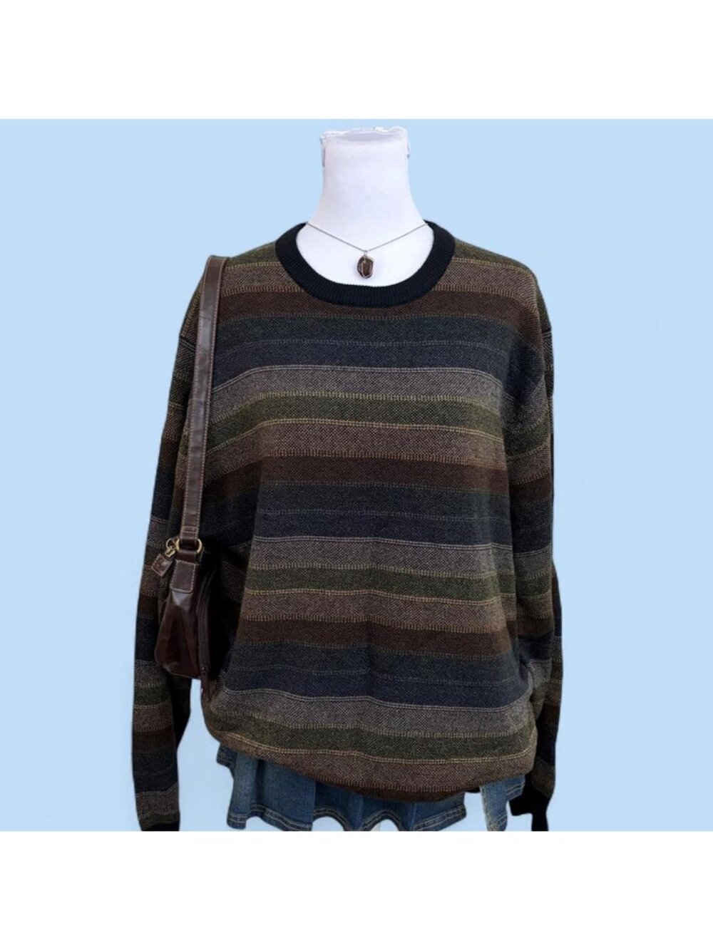 earth tone striped skate light weight sweater